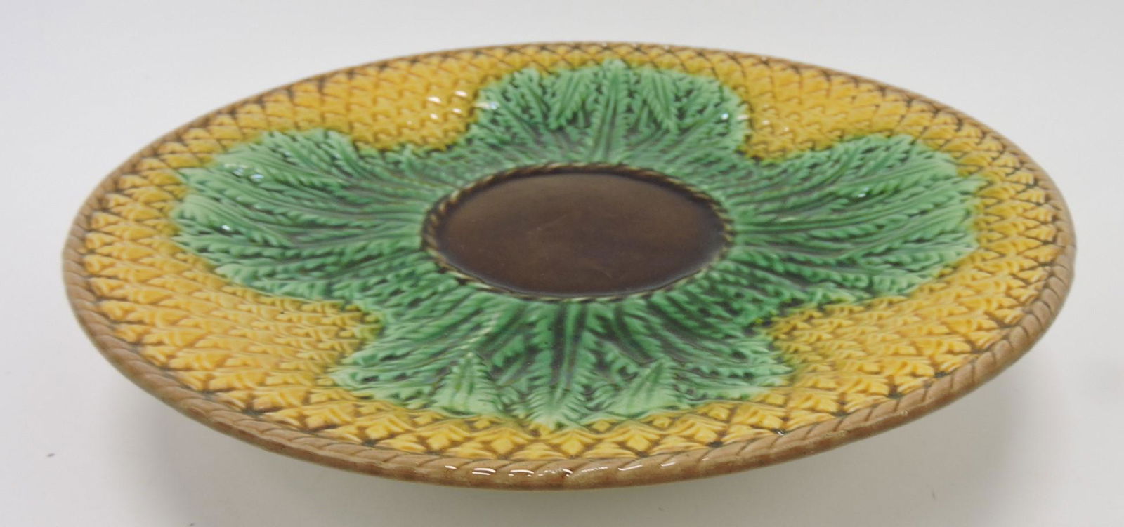 Majolica pineapple 10"d low compote: .