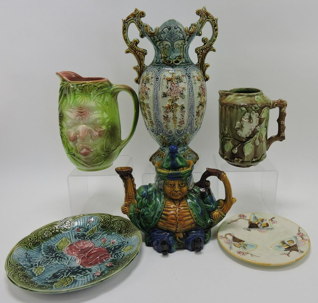Majolica lot of 6 pieces German two Oct 23, 2021 Strawser Auction Group in Indiana
