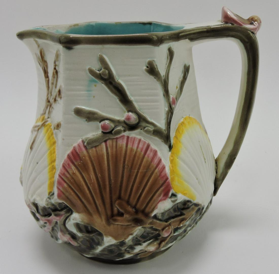 Wedgwood majolica Argenta shell and: seaweed 7" pitcher