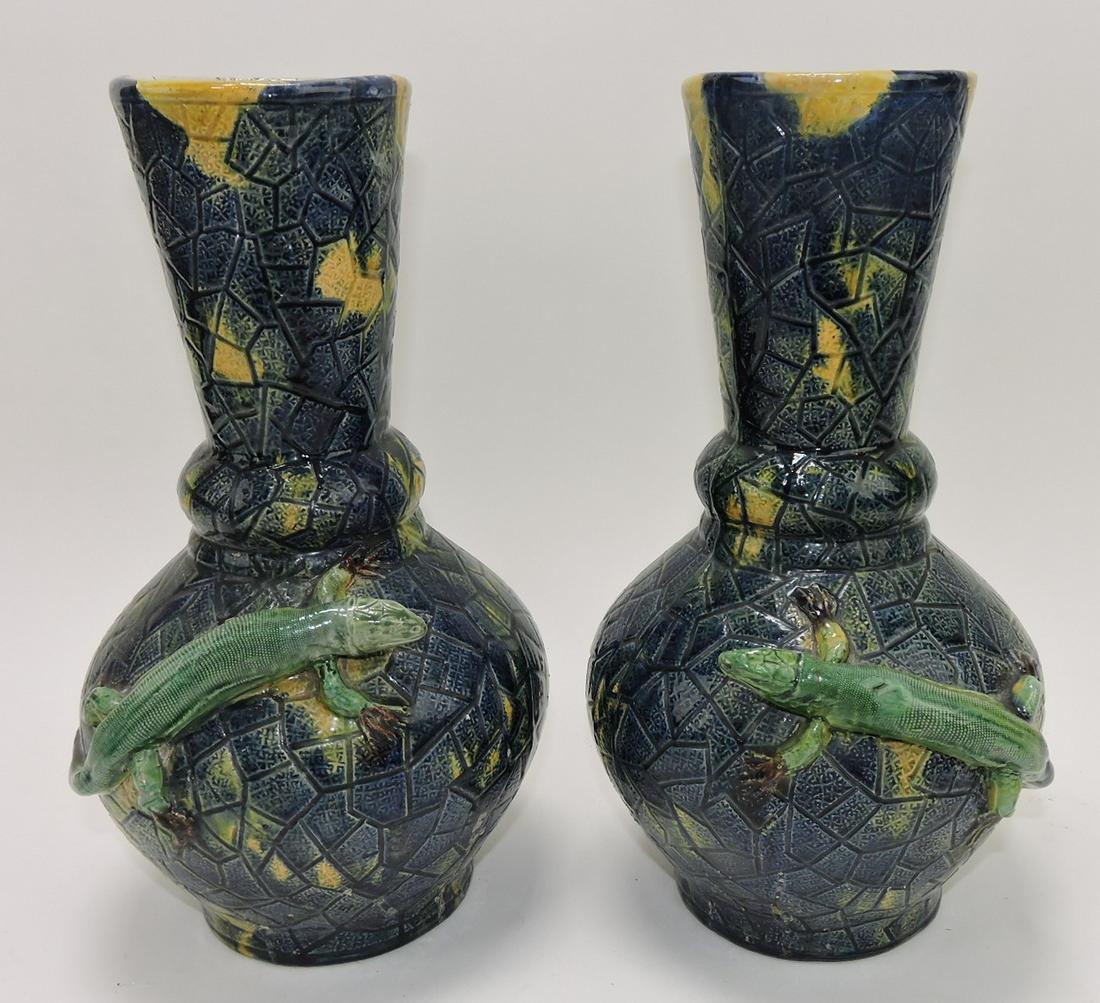 Palissy majolica pair of vases with (1 of 1)