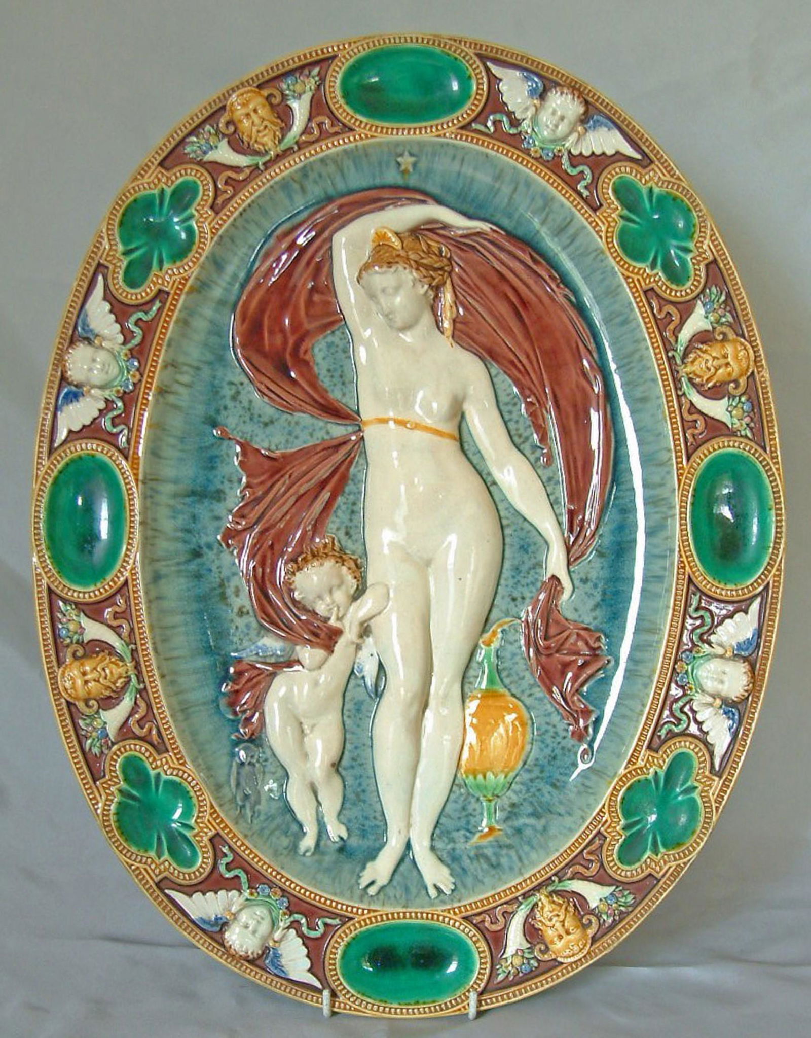 Minton Palissy majolica oval plaque (1 of 3)