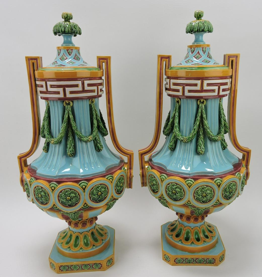 Minton majolica pair of monumental (1 of 2)