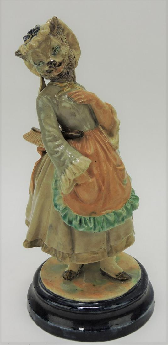 Rare majolica figure of a cat in a (1 of 1)