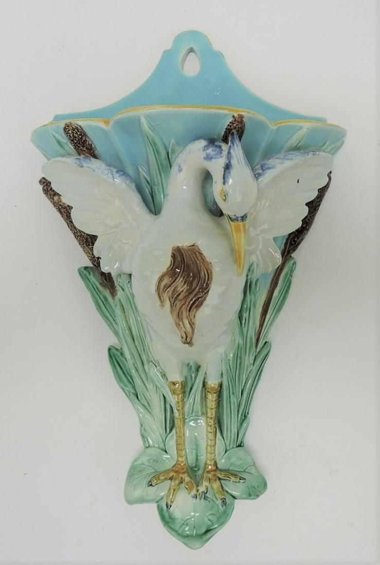 Rare Holdcroft majolica stork and (1 of 1)