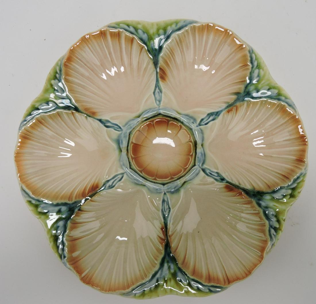 Sarreguemines six well oyster plate,: 9 1/2"