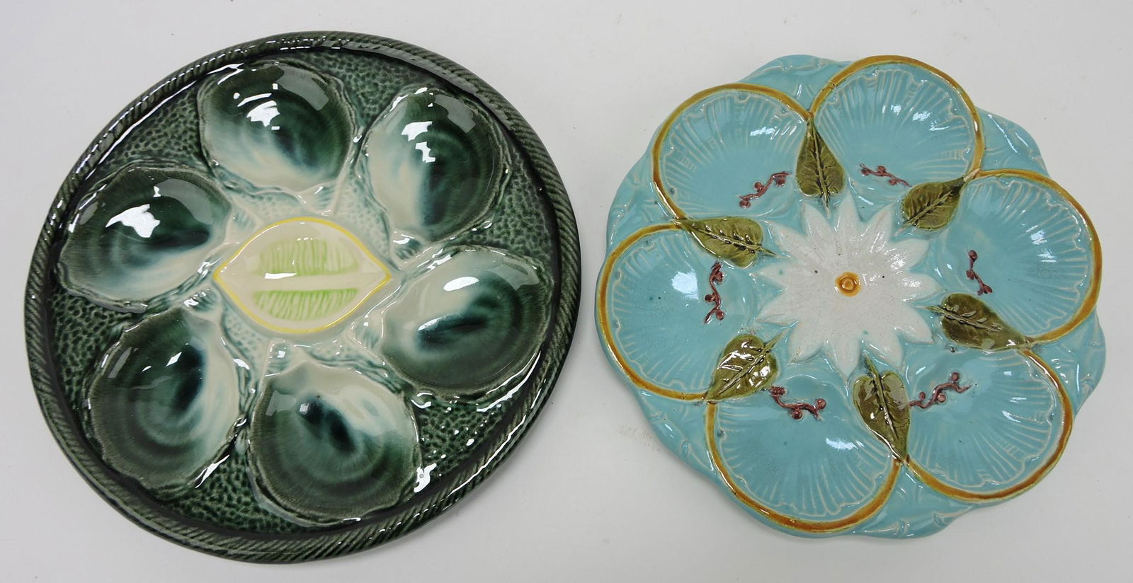 French majolica lot of 2 oyster plates (1 of 1)