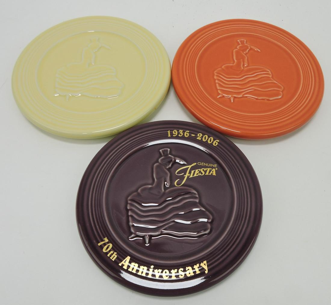 Fiesta Post 86 lot of 3 dancing girl trivets (1 of 1)