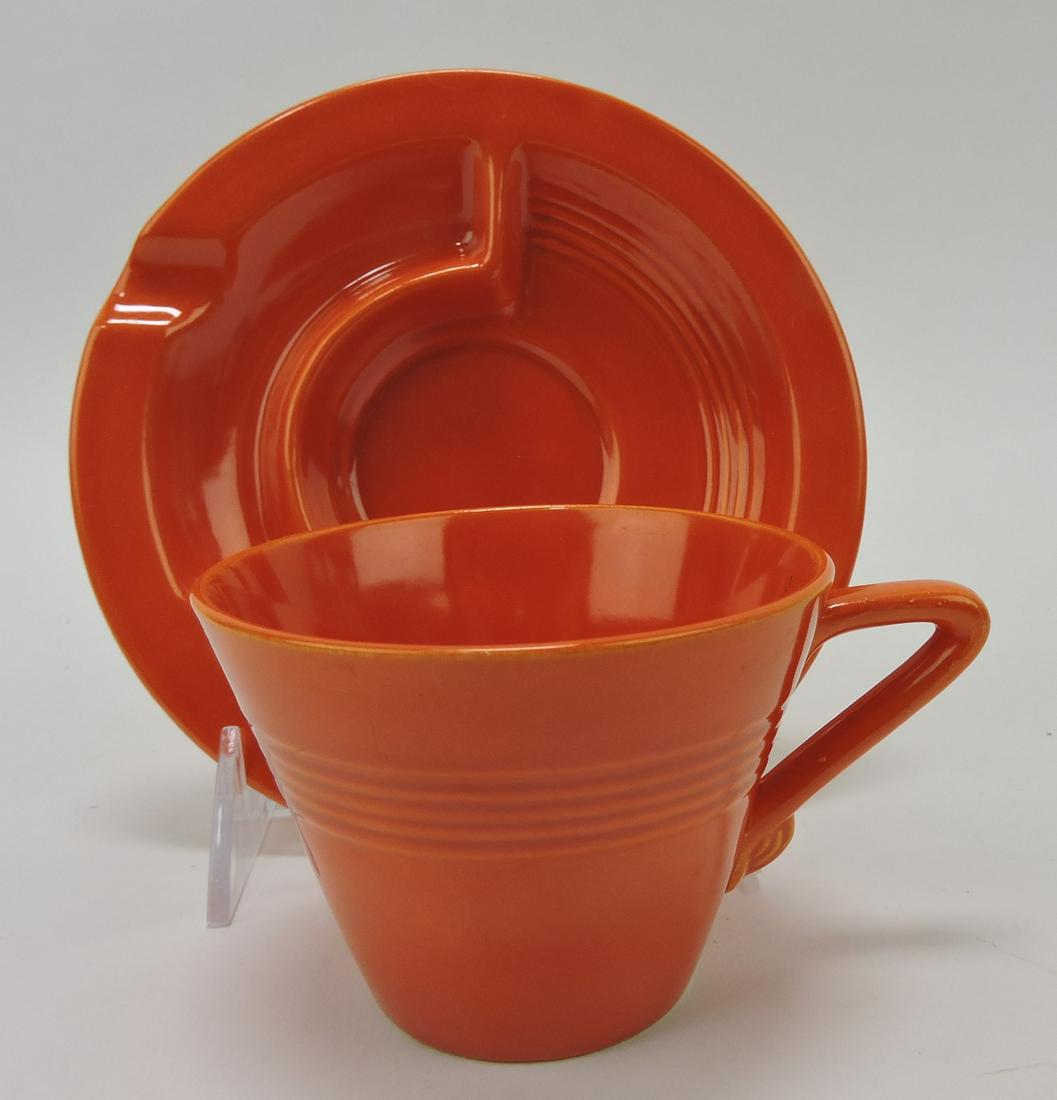 Fiesta Harlequin saucer ashtray and cup, (1 of 1)