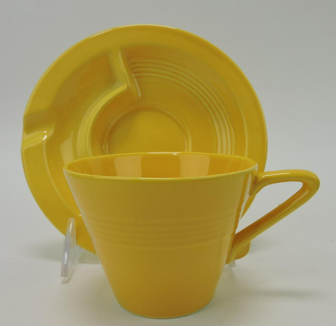 Fiesta Harlequin saucer ashtray and cup, (1 of 1)