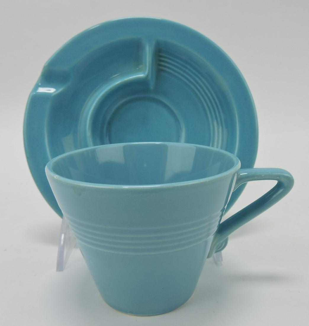 Fiesta Harlequin saucer ashtray and cup, (1 of 1)