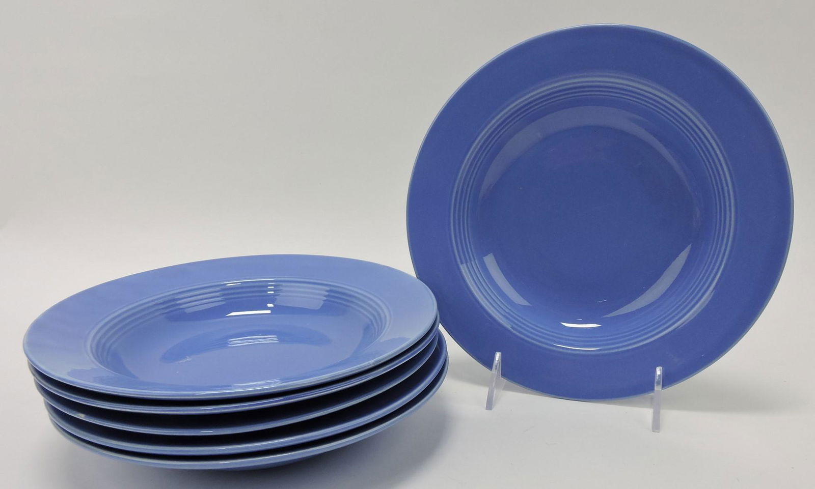 Fiesta Harlequin lot of 6 deep plates, mauve (1 of 1)