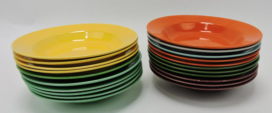 Fiesta Harlequin lot of 21 deep plates, mixed: .