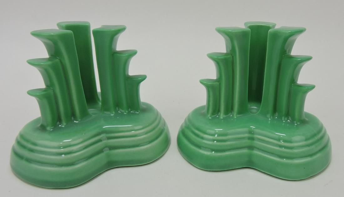 Fiesta pair tripod candle holders, green, (1 of 1)