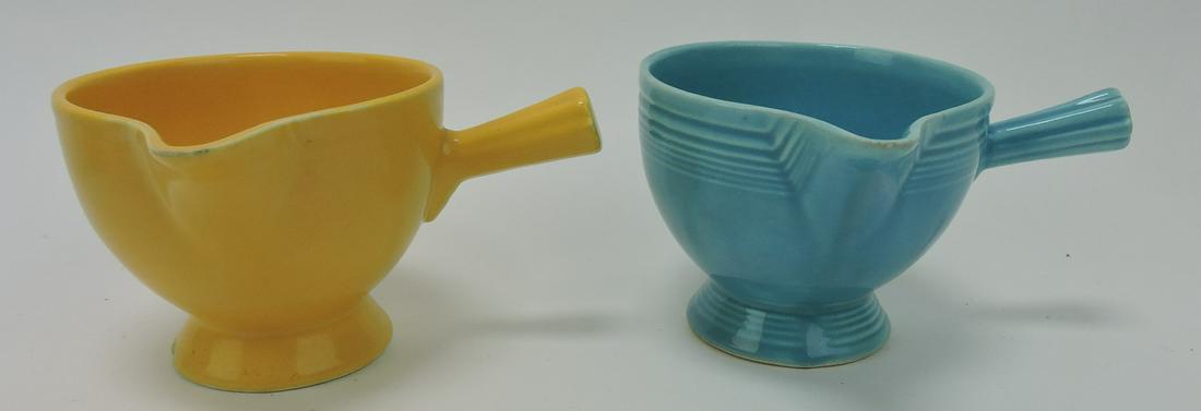 Fiesta stick handled creamers, turquoise and (1 of 1)
