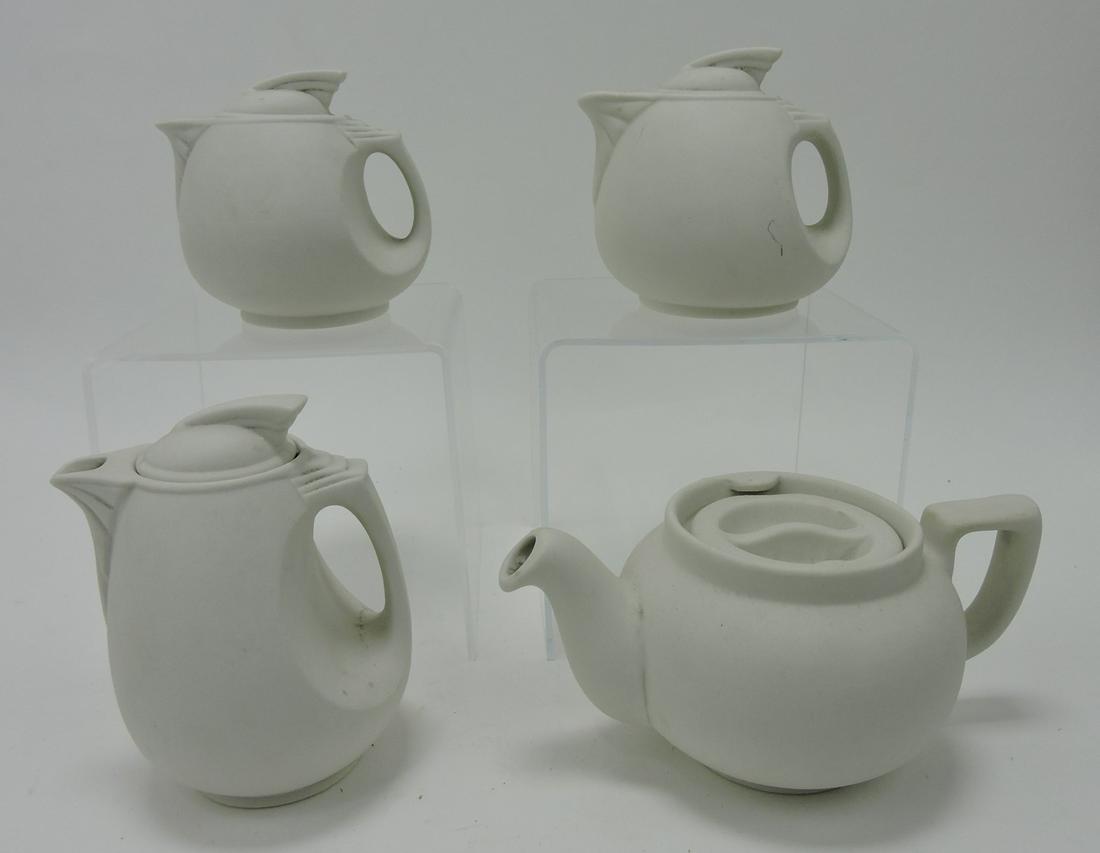 Hall China bisque lot of 4 small teapots, (1 of 1)