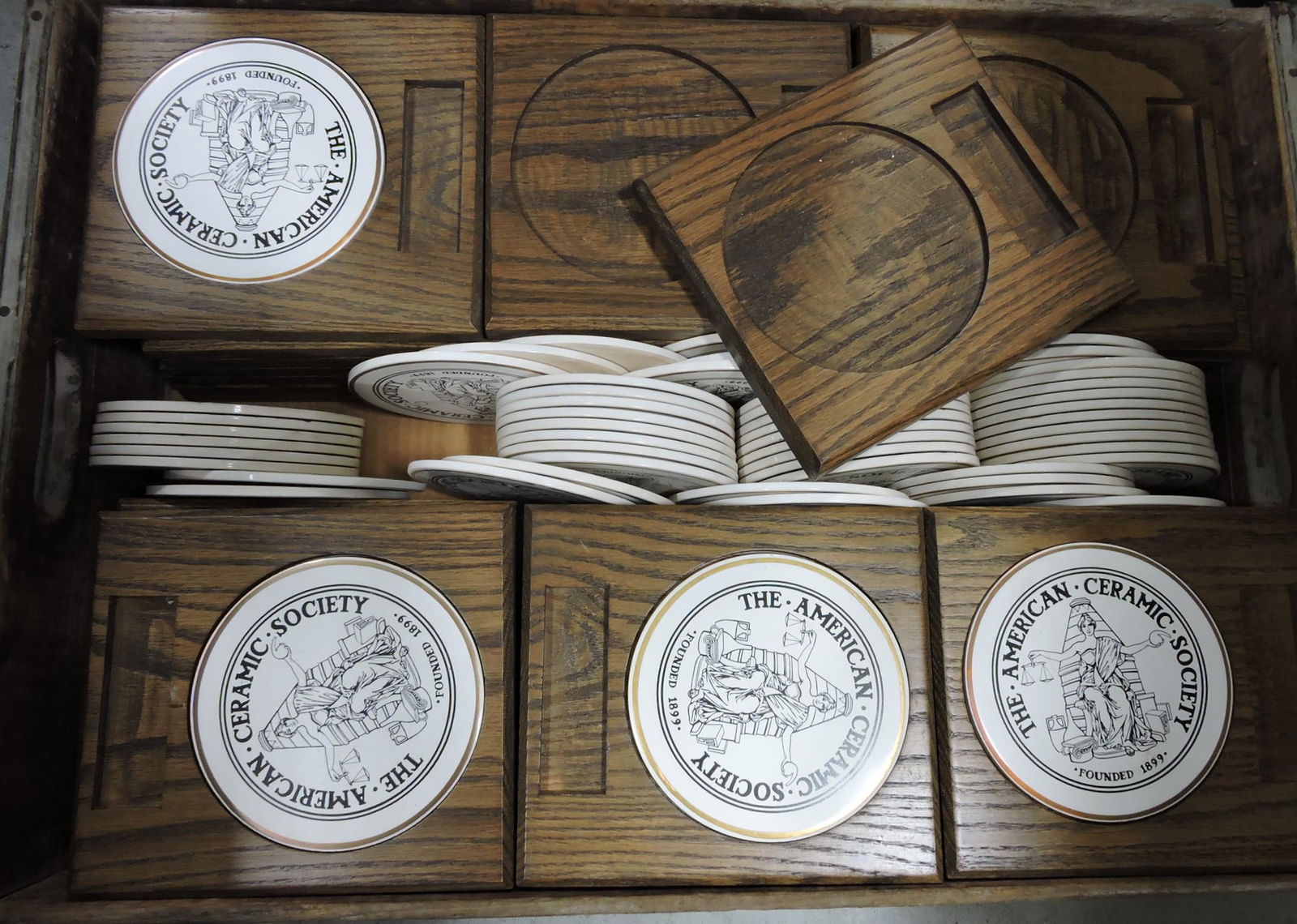 Hall China large lot of round tiles "The (1 of 1)