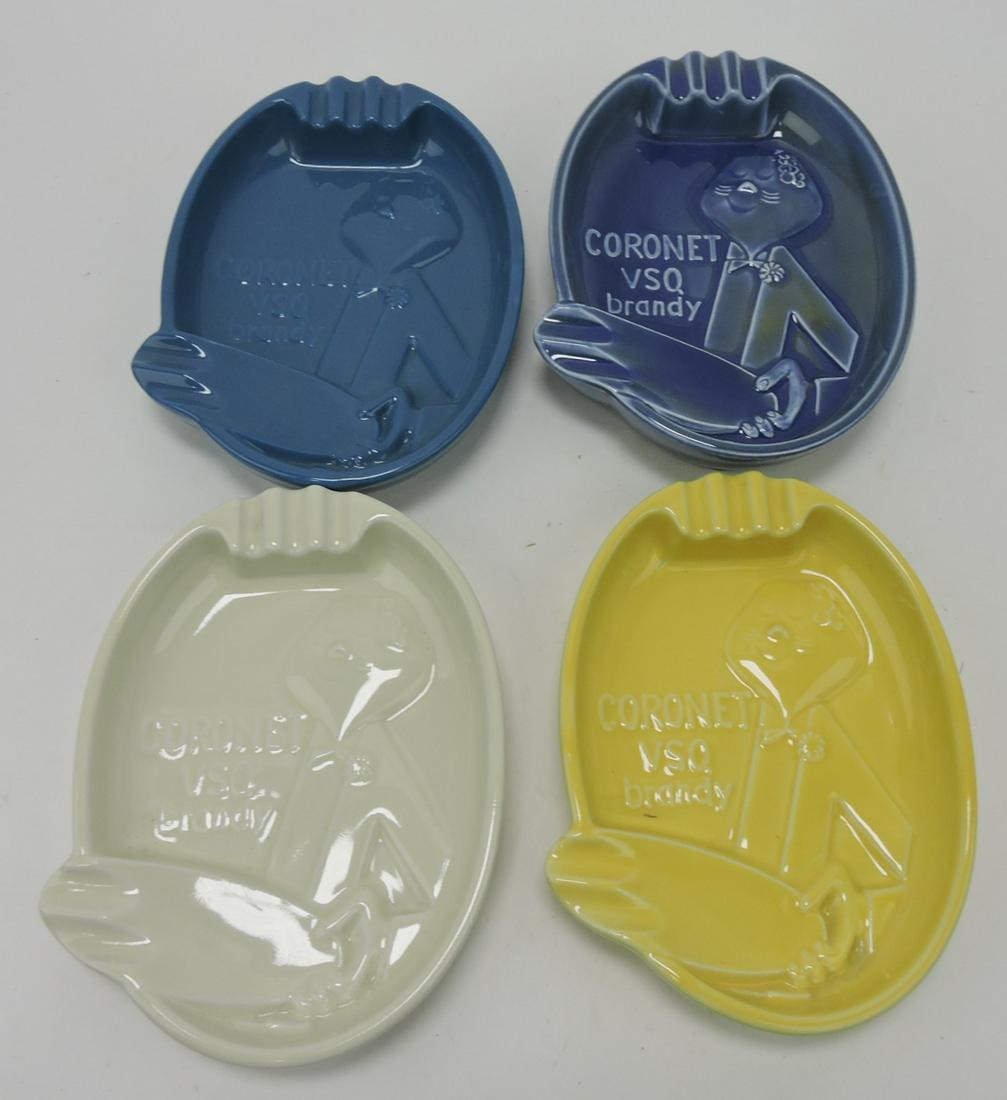 Hall China lot of 4 Coronet VSQ Brandy: ashtrays, 4 colors