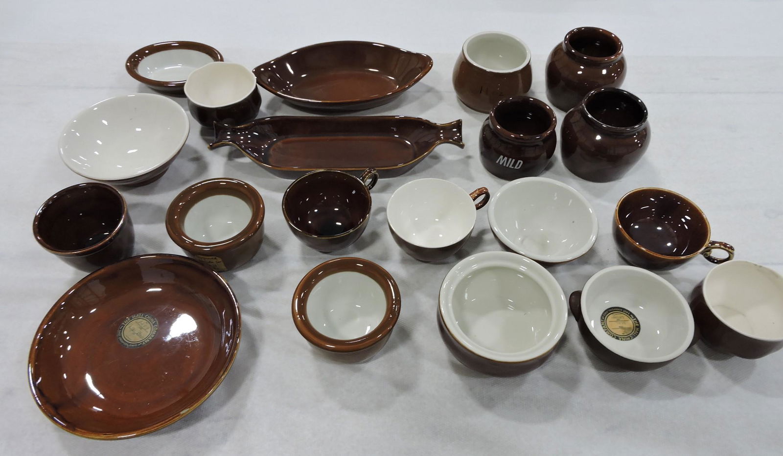 Hall China lot of 20 pcs of  brownware, all (1 of 2)