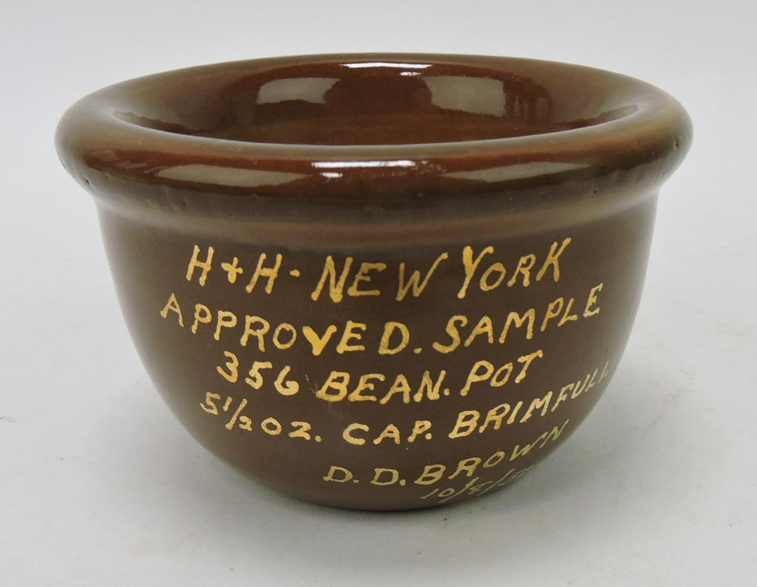 Hall China brown bean pot shop sample "H & H (1 of 1)