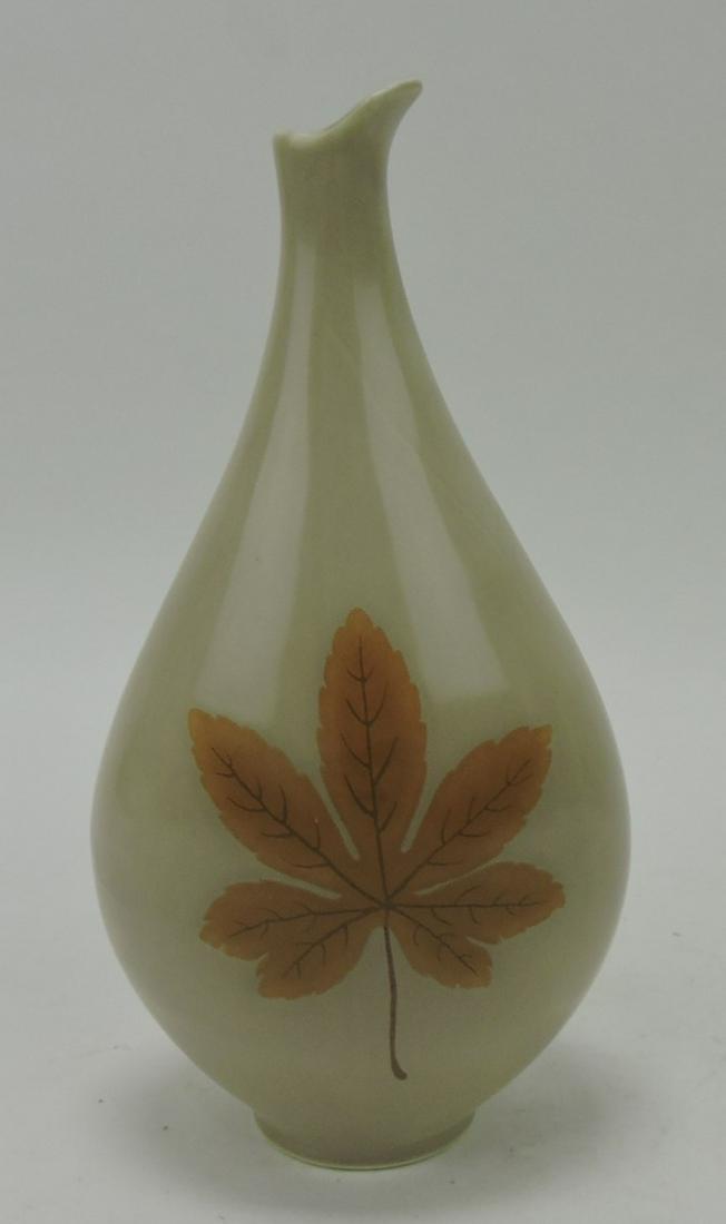Hall China MCM Eva Zeisel Tomorrow's: Classic vinegar bottle, satin taupe glaze with decal, shop sample, numbered on bottom