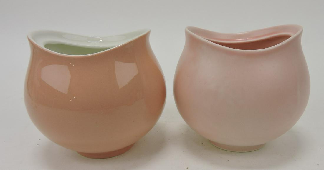Hall China MCM Eva Zeisel Tomorrow's: Classic lot of 2 sugar bowls, no lids, shop samples