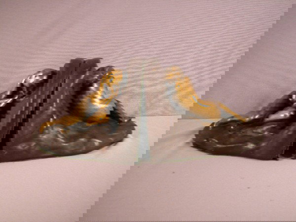 Pair of plaster bookends with Art Noveau ladies: Pair of plaster bookends with Art Noveau ladies