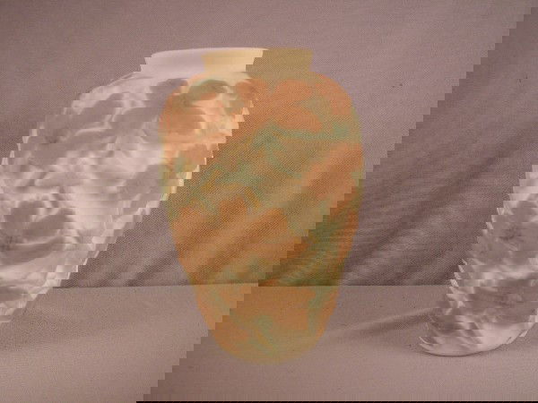 Phoenix Consolidated art glass poppy vase, 11", c: Phoenix Consolidated art glass poppy vase, 11", custard satin