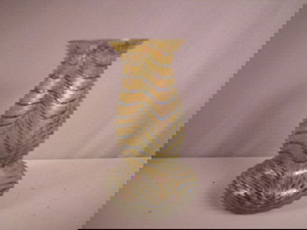 Loetz type art glass iridescent vase, 5 1/2": Loetz type art glass iridescent vase, 5 1/2"