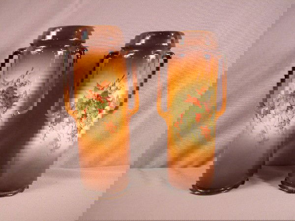 Fiesta Laughlin Art China pair of 14" vases: Fiesta Laughlin Art China pair of 14" vases