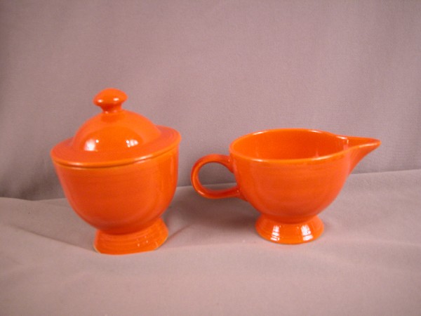 Fiesta red ironstone cream and sugar: Fiesta red ironstone cream and sugar