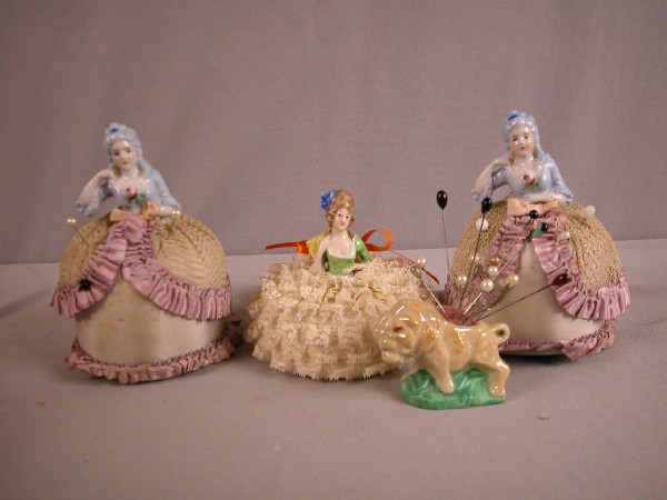 Lot of 3 pin cushion dolls and one lion: Lot of 3 pin cushion dolls and one lion