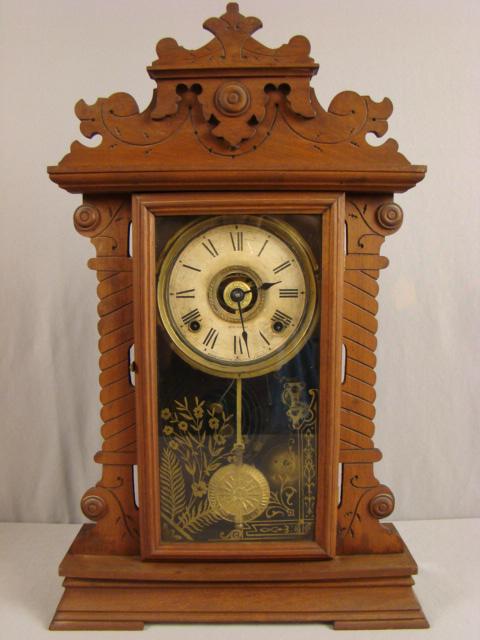 Seth Thomas walnut kitchen clock, 23 1/2"h: Seth Thomas walnut kitchen clock, 23 1/2"h