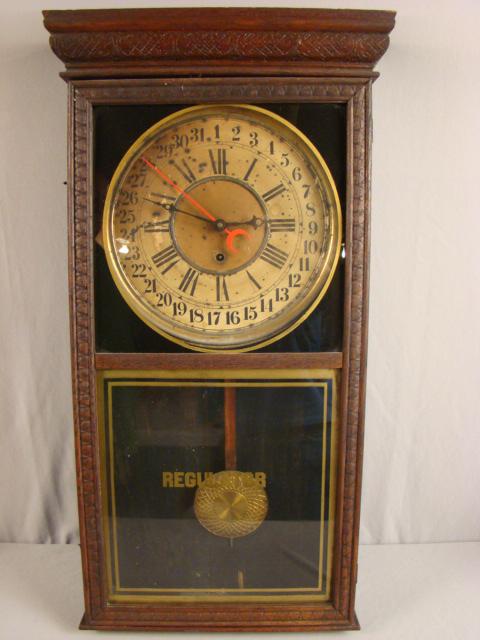 Sessions Regulator oak calendar wall clock, 34": Sessions Regulator oak calendar wall clock, 34"