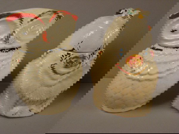 Owl cookie jar and McCoy clown cookie jar: Owl cookie jar and McCoy clown cookie jar