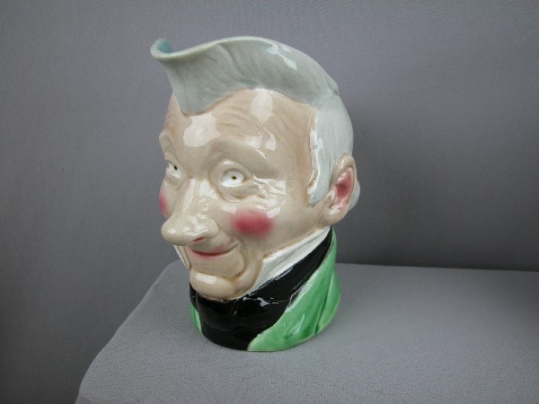 SARREGUEMINES figural face jug #4506, very rare: SARREGUEMINES figural face jug #4506, very rare form, 7"