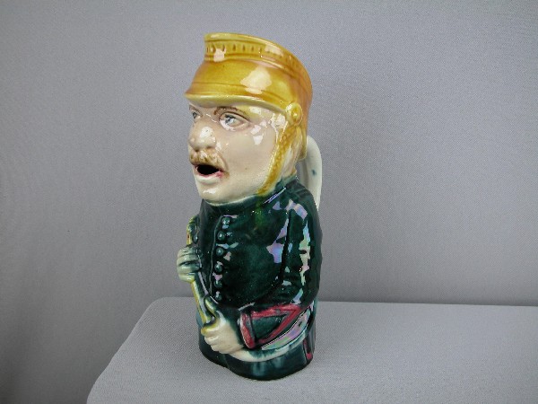 Orchies French fireman figural jug, ref: Cunnin: Orchies French fireman figural jug, ref: Cunningham p. 115, 11", professional hairline repair