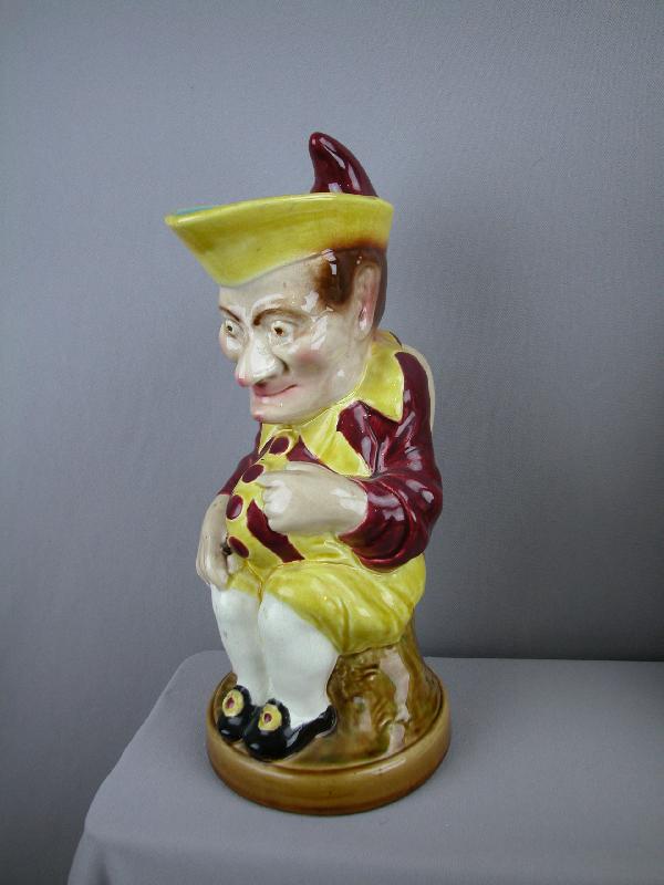 Sarreguemine "Punch" figural pitcher, ref: Cunnin: Sarreguemine "Punch" figural pitcher, ref: Cunningham p. 73 , 13", no. 3431