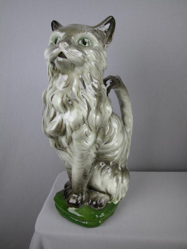 St. Clement cat figural pitcher, ref: Cunningha: St. Clement cat figural pitcher, ref: Cunningham p. 97, 12"