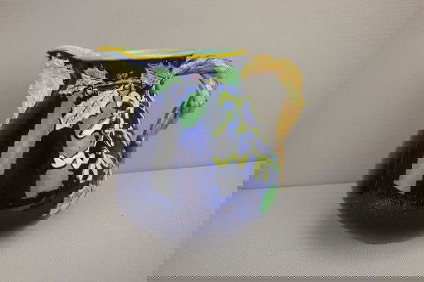 GEORGE JONES cobalt "Christmas" jug, 7", surface: GEORGE JONES cobalt "Christmas" jug, 7", surface wear to exterior of pitcher