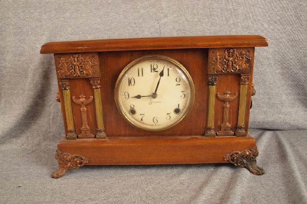 Sessions mantle clock with columns and lion heads h: Sessions mantle clock with columns and lion heads handles