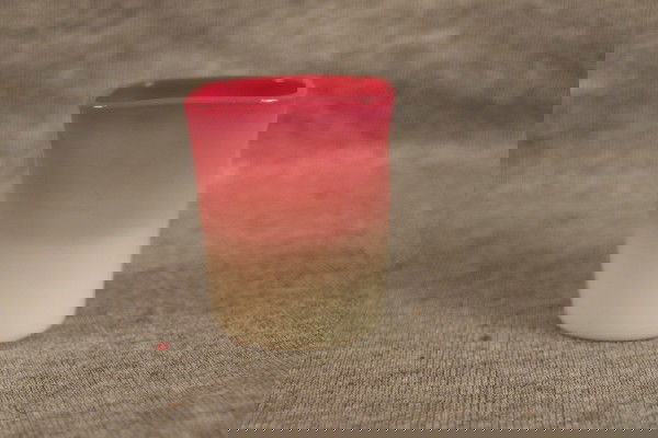 New England peach blow art glass toothpick holder: New England peach blow art glass toothpick holder with square top