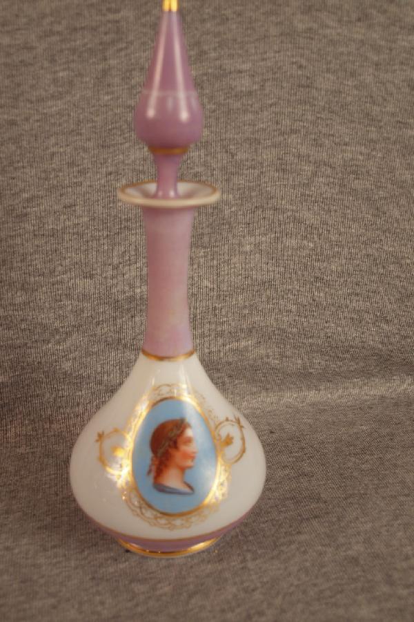 Bristol art glass cologne bottle with cameo: Bristol art glass cologne bottle with cameo