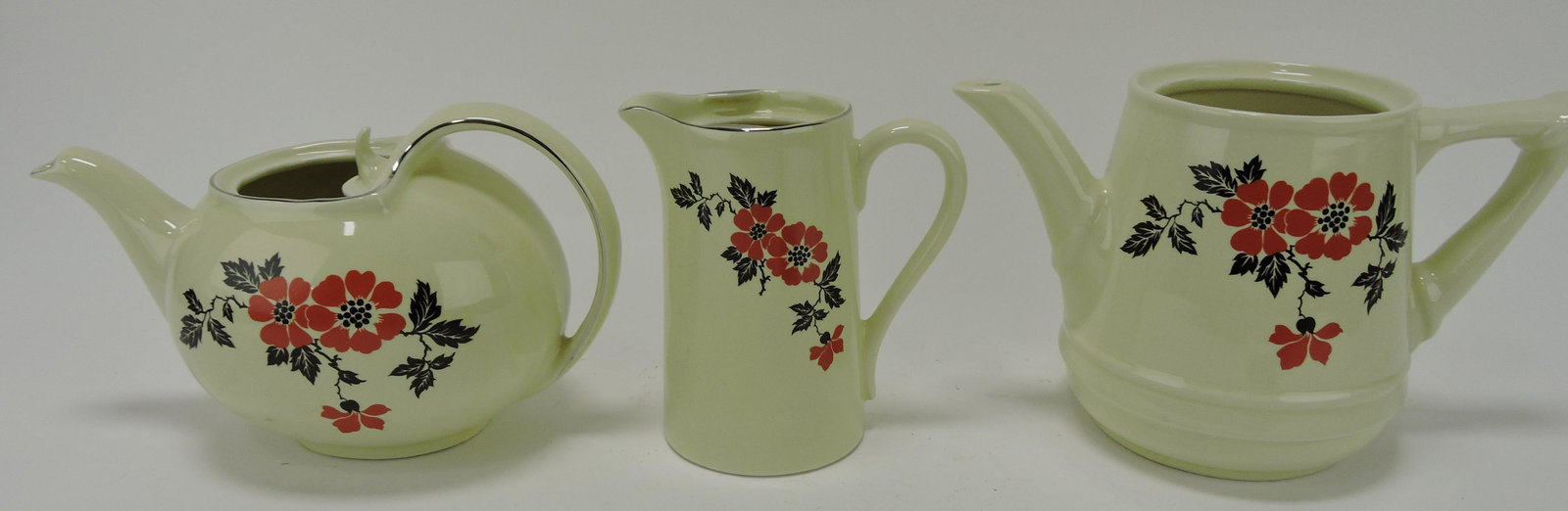 Hall China red poppy lot of 3 teapots, (1 of 1)