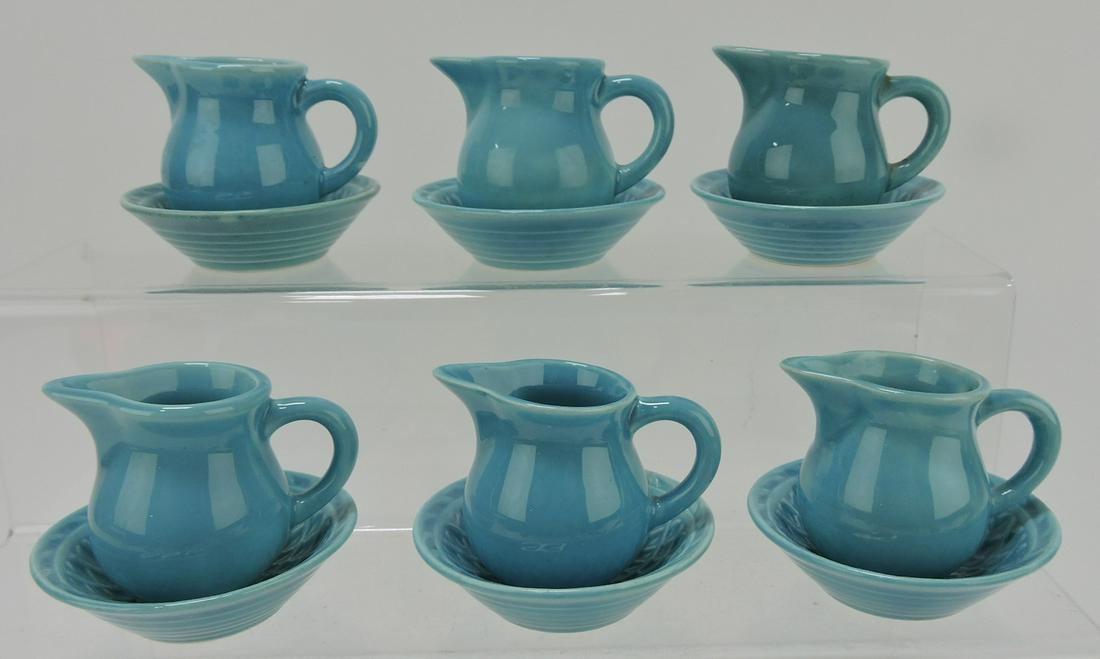 Fiesta Harlequin lot of 6 turquoise: individual creamer and nut cup sets