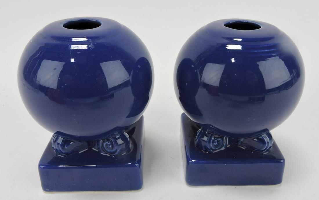 Fiesta ball candle holders, pair, cobalt (1 of 1)