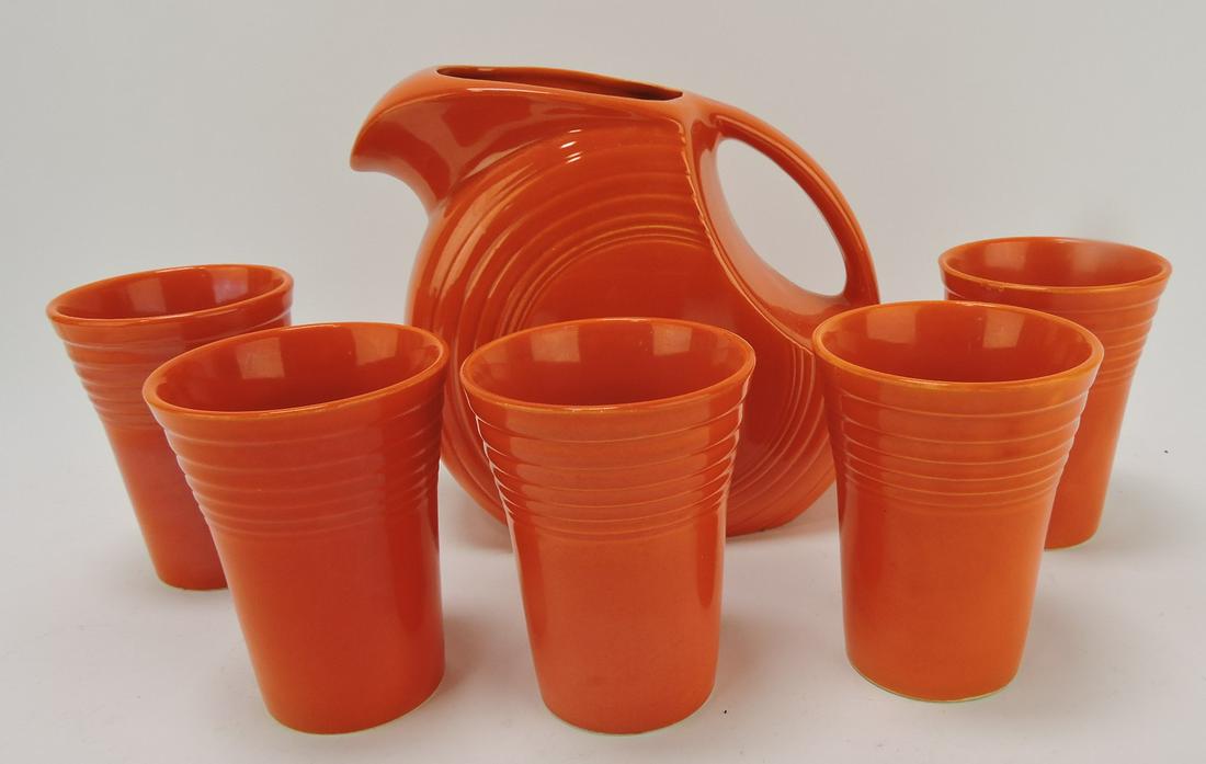 Fiesta disc water pitcher, red, with 5 (1 of 1)