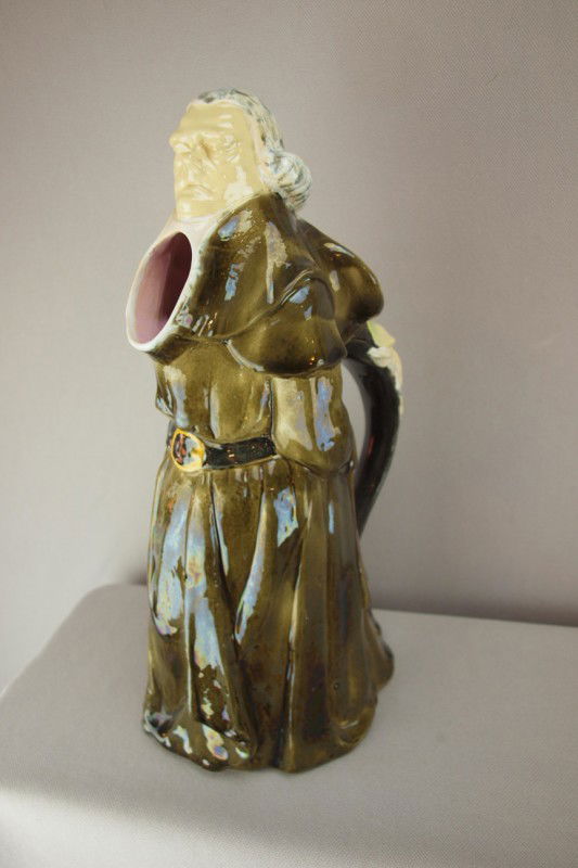 GEORGE JONES figural pitcher in the form of a mon: GEORGE JONES figural pitcher in the form of a monk, 12"