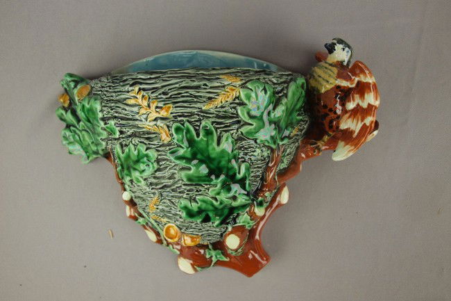 WEDGWOOD bird and bird's nest wall pocket, repairs: WEDGWOOD bird and bird's nest wall pocket, repairs to back and bird, 9"h, 12"w