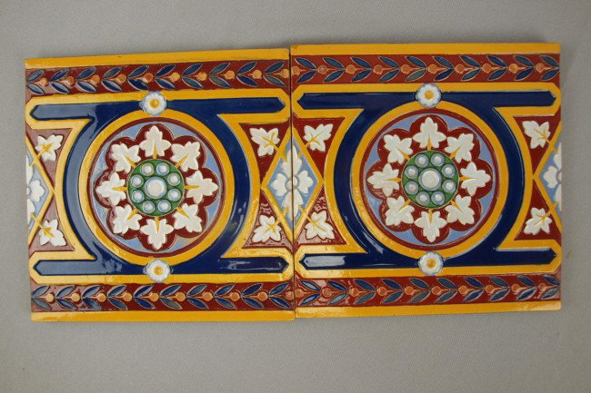 MINTON pair of 8" tiles, nice color : MINTON pair of 8" tiles, nice color