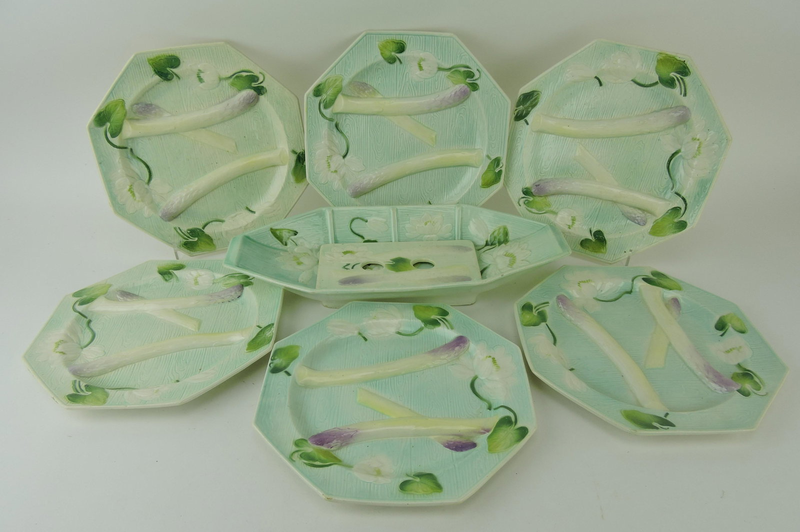 French majolica 8 piece asparagus (1 of 1)